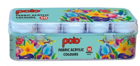 POLO FABRIC ACRYLIC COLOURS 15 ML  10col Assorted 